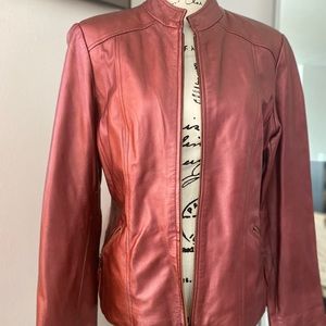 Revue Red Metallic Leather Jacket